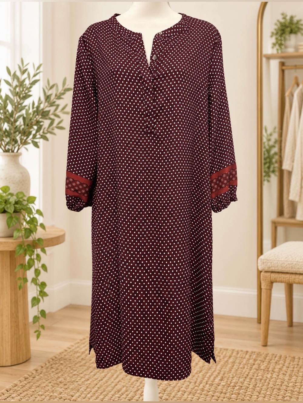 Loft MP burgundy print block dress